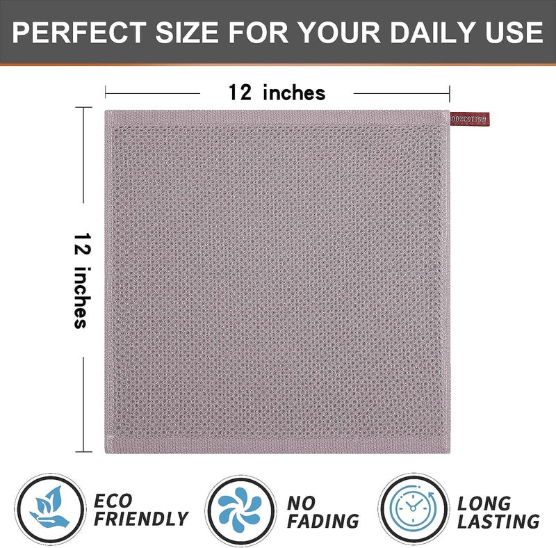 Kitinjoy 100% Cotton Kitchen Dish Cloths  6 Pack Waffle Weave Ultra Soft Absorbent Dish Towels for Drying Dishes Quick Drying Kitchen Towels Dish Rags  12 X 12 Inches  Mixed Color - Image 5
