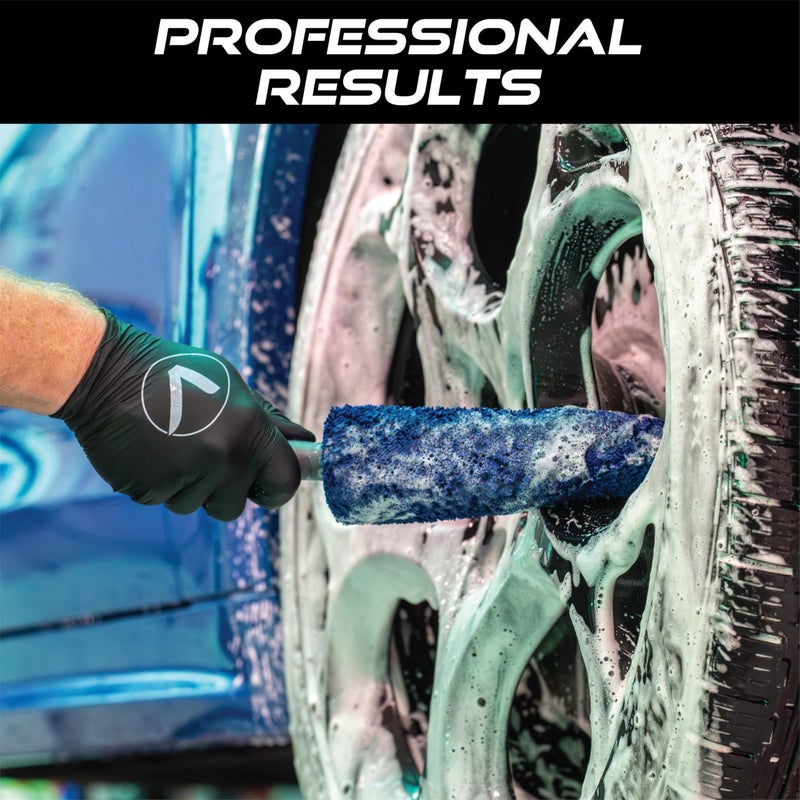 VIKING Wheel Brush or Rim Brush for Car, Metal Free, Blue, 2.5 Inch x 14.3 Inch - Image 2