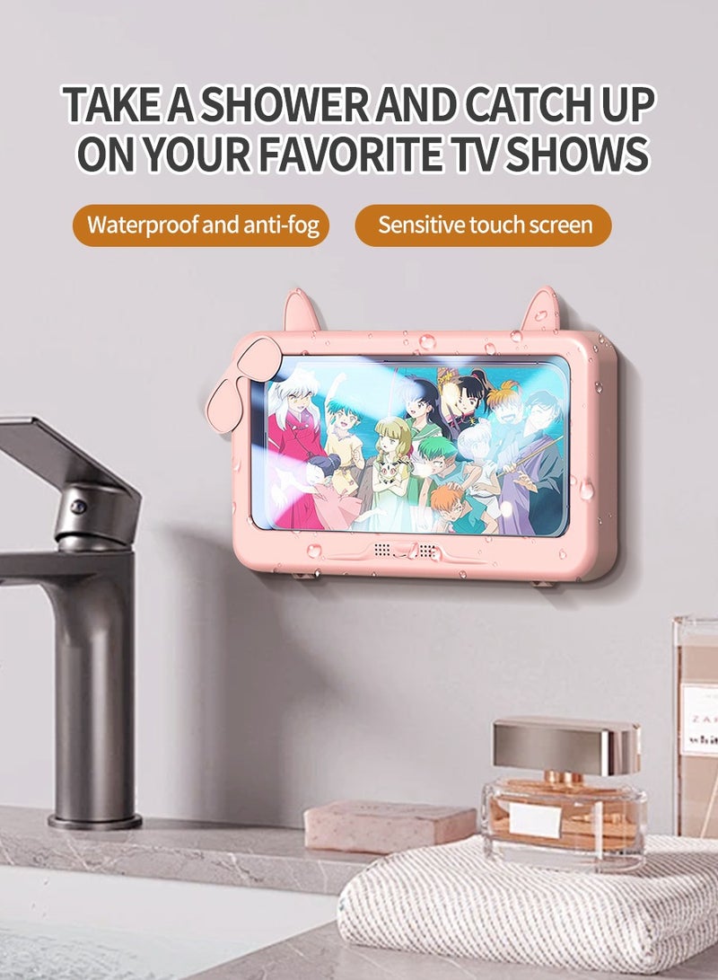 Universal Waterproof Phone Holder for Shower - 360° Rotating with High Sensitivity Touchscreen | Anti-Fog & Clear View Design | Fits All 4-6.8 inch Devices (Wall/Mirror Mount) - Image 4