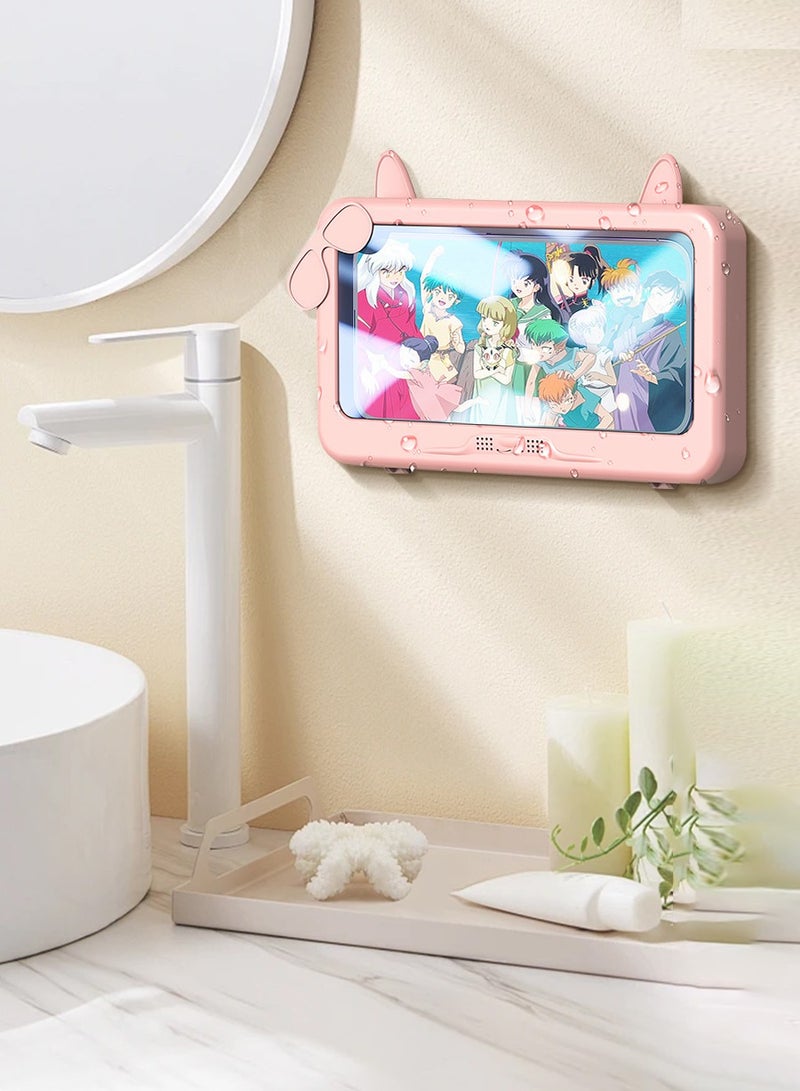 Universal Waterproof Phone Holder for Shower - 360° Rotating with High Sensitivity Touchscreen | Anti-Fog & Clear View Design | Fits All 4-6.8 inch Devices (Wall/Mirror Mount) - Image 1