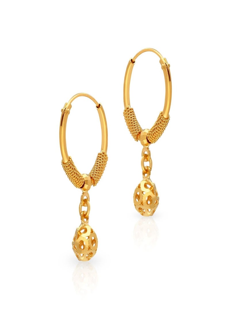 Malabar Gold and Diamonds 22 Karat 916 Purity Hoops & Bali Style Endless Hoop Earring for Women AIER077 - Image 1