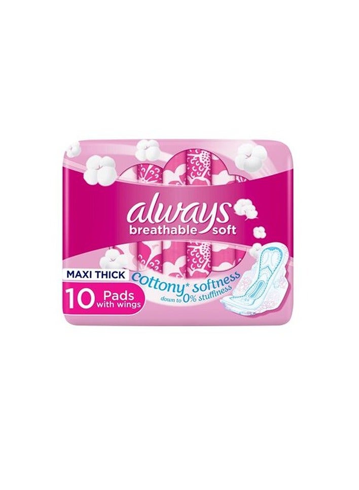 Always Women Breathable Soft Cottony Softness Maxi Thick with Wings Pad Long Lasting Freshness without Leaking Comfort Napkin 9 Pads 