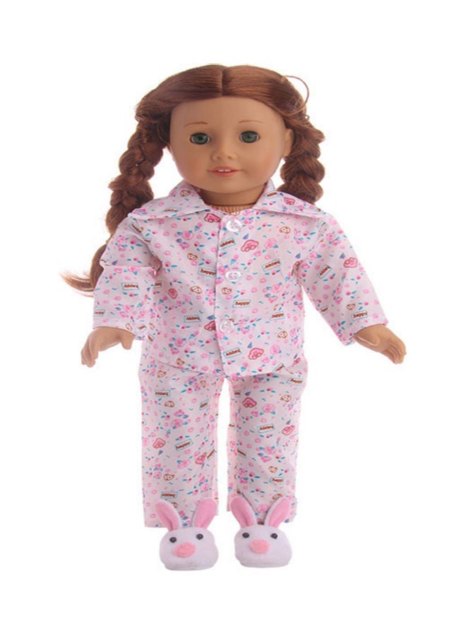NIBEMINENT Printed Doll Pajama Outfit Set 18inch - Image 1