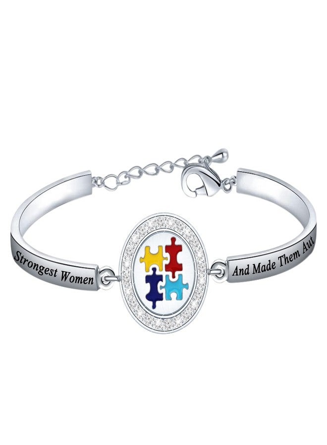 FEELMEM Autism Mom Jewelry - God Found Some of The Strongest Women Bracelet - Autistic Gift - Proud Autism Mom Gift (Silver) - Image 1