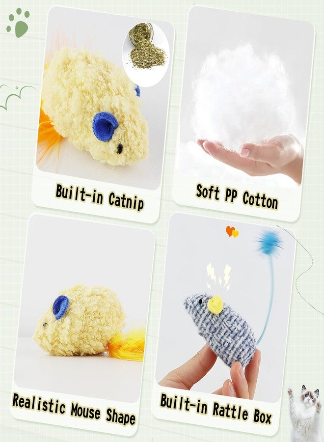 Andiker 3PCS Cat Mouse Toys, Colorful Catnip Toys for Cats with Rattle Box Ribbon Feather Interactive Cat Toys for Indoor Cats to Chew Bite Teeth Cleaning (Blue) - Image 3