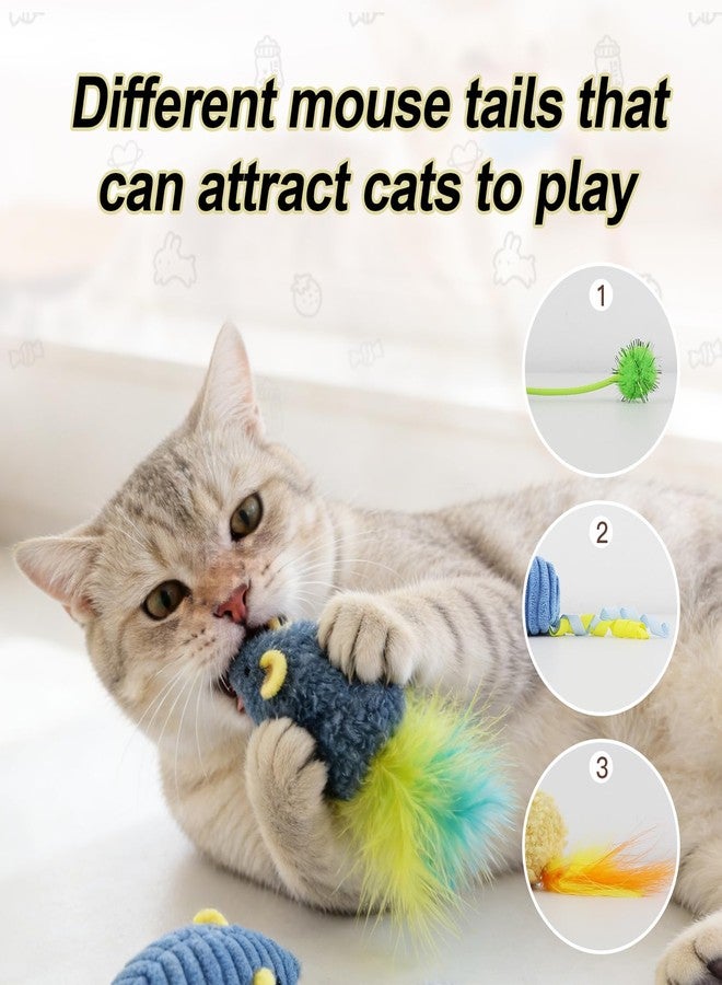 Andiker 3PCS Cat Mouse Toys, Colorful Catnip Toys for Cats with Rattle Box Ribbon Feather Interactive Cat Toys for Indoor Cats to Chew Bite Teeth Cleaning (Blue) - Image 5