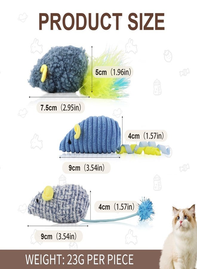 Andiker 3PCS Cat Mouse Toys, Colorful Catnip Toys for Cats with Rattle Box Ribbon Feather Interactive Cat Toys for Indoor Cats to Chew Bite Teeth Cleaning (Blue) - Image 2