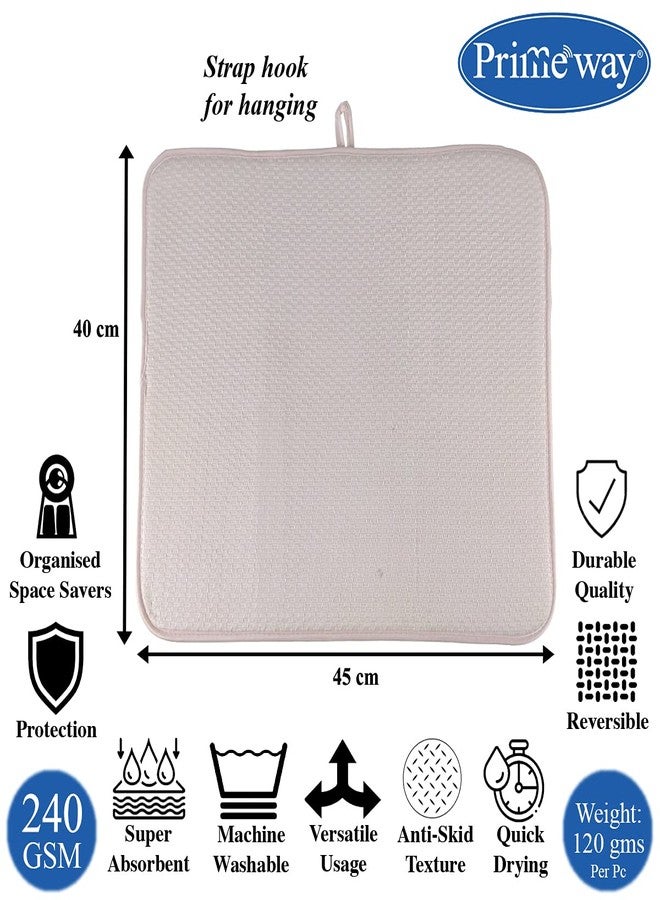 Primeway® Polyester Water Absorbent Large Microfibre Sink Dish Drying Mat | 40x45cm | 240 GSM | 120 Grams | Cream - Image 2
