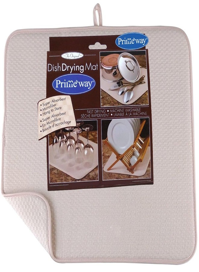 Primeway® Polyester Water Absorbent Large Microfibre Sink Dish Drying Mat | 40x45cm | 240 GSM | 120 Grams | Cream - Image 1