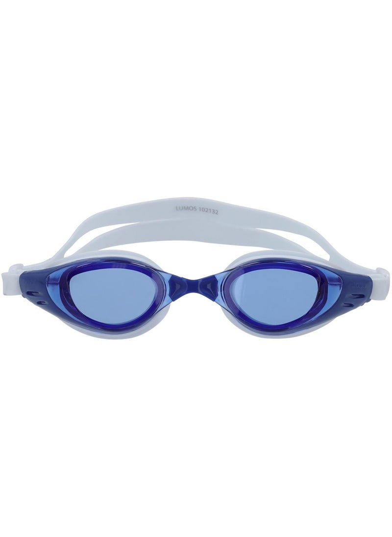 Joss - Joss Lumos Blue/White Adult Swimming Goggles – UV Protection, Anti-Fog, Panoramic Vision, Adjustable Nose Bridge, Comfortable Fit for Pool & Open Water - Image 1