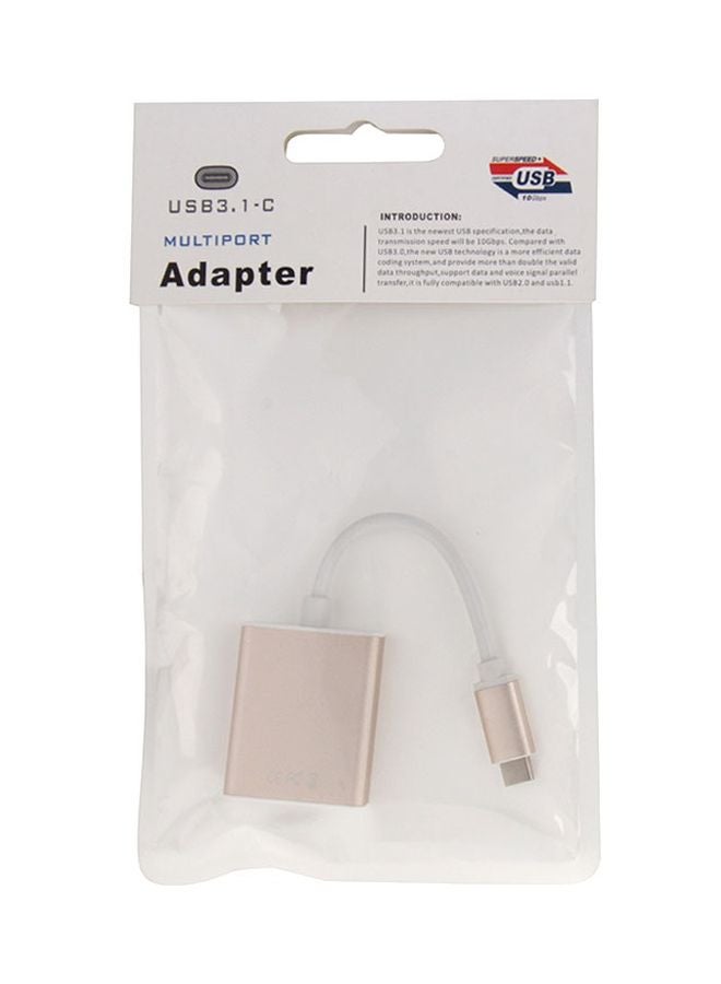 كابل محوّل من Type-C إلى VGA نمط العرض المتعدد ذهبي وردي/أبيض - Image 4