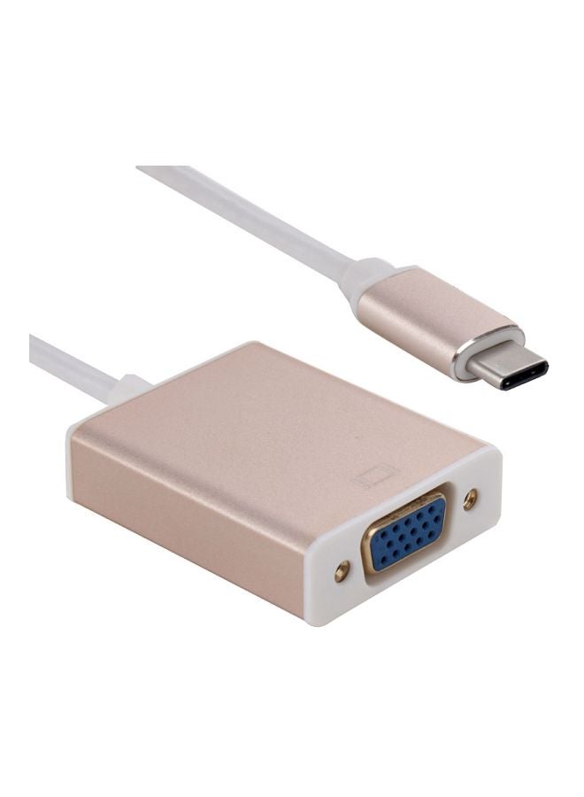 كابل محوّل من Type-C إلى VGA نمط العرض المتعدد ذهبي وردي/أبيض - Image 3