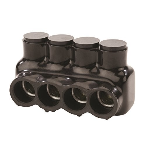 NSI IPL250-4B Polaris Insulated Multi-Tap Connector 3 Port (Single Sided Entry) 250 MCM-6 AWG-Bagged wire-terminals, 3 x 1 x 2, Black - Image 1