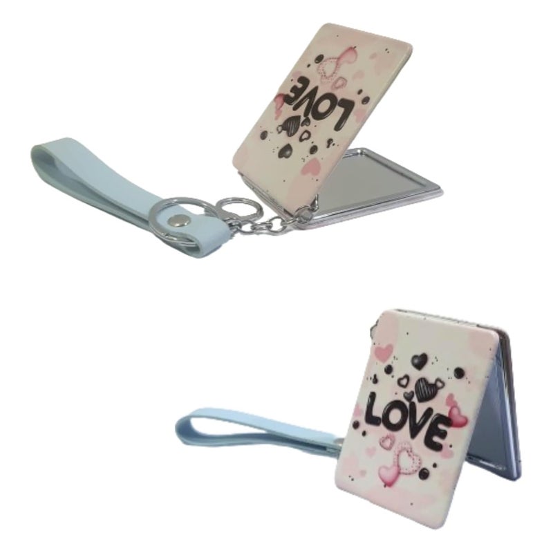 Generic Compact Mirror with 2x1 Magnifying Glass Portable for Purses Travel Multicolour UnisexAdults Vibrant  - Image 2