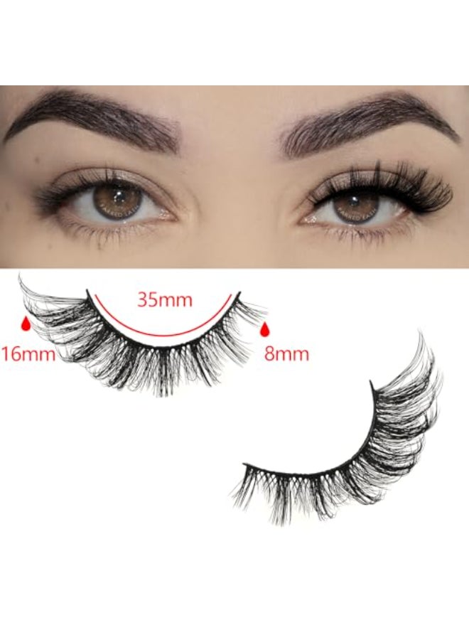 FARRED Cat Eye Lashes Fox Eyelash Wispy Fluffy False Eyelashes 14 Pairs Fake Eyelashes Natural Look Short Natural Lashes Cat Eye Lash Wispy Volume Eyelash F23 816mm - Image 3