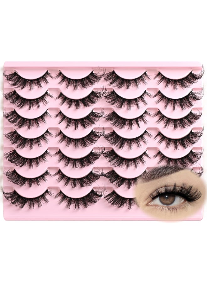 FARRED Cat Eye Lashes Fox Eyelash Wispy Fluffy False Eyelashes 14 Pairs Fake Eyelashes Natural Look Short Natural Lashes Cat Eye Lash Wispy Volume Eyelash F23 816mm - Image 2