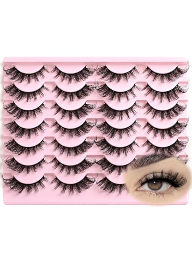 FARRED Cat Eye Lashes Fox Eyelash Wispy Fluffy False Eyelashes 14 Pairs Fake Eyelashes Natural Look Short Natural Lashes Cat Eye Lash Wispy Volume Eyelash F23 816mm - Image 1