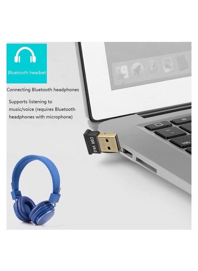 4.0 Bluetooth adapter, USB Bluetooth receiver, computer CSR 4.0 audio transmitter, win8/10/11 driver, free of charge, suitable for desktops, laptops, mice, keyboards, printers, headphones, speakers, c