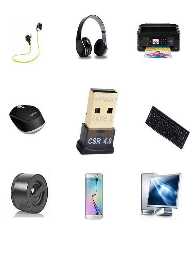 4.0 Bluetooth adapter, USB Bluetooth receiver, computer CSR 4.0 audio transmitter, win8/10/11 driver, free of charge, suitable for desktops, laptops, mice, keyboards, printers, headphones, speakers, c