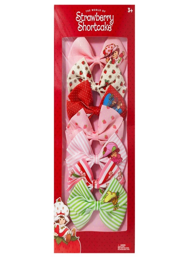 LUV HER Strawberry Shortcake Alligator Hair Clips for Kids - 7-Pack Non-Slip 4-Inch Hair Bows - Girls Hair Accessories with Sweet Character Prints - Ages 3+ - Non-Toxic Material - Image 1