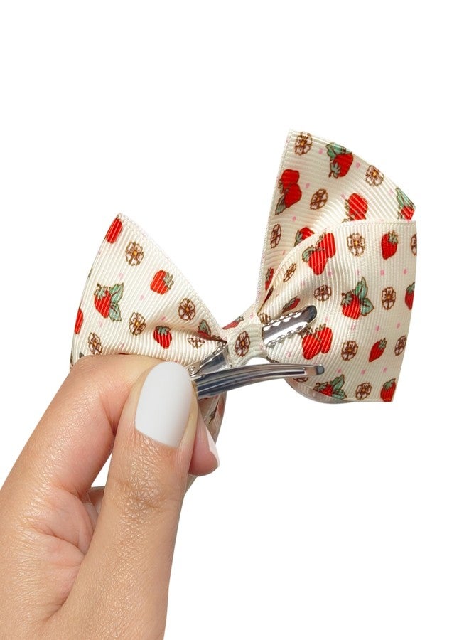 LUV HER Strawberry Shortcake Alligator Hair Clips for Kids - 7-Pack Non-Slip 4-Inch Hair Bows - Girls Hair Accessories with Sweet Character Prints - Ages 3+ - Non-Toxic Material - Image 4
