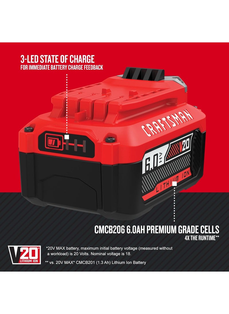 CRAFTSMAN CRAFTSMAN V20 6Ah Lithium Ion Power Tool Battery CMCB206  - Image 5