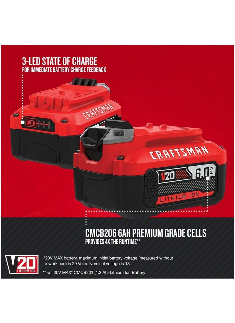 CRAFTSMAN CRAFTSMAN V20 6Ah Lithium Ion Power Tool Battery CMCB206  - Image 4