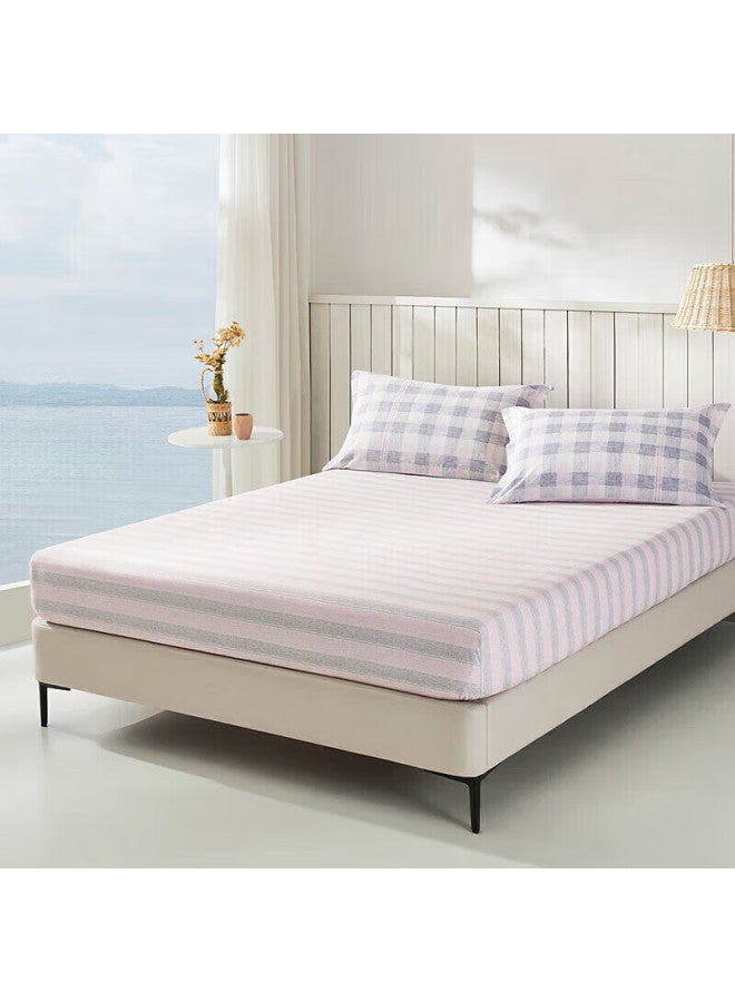 Luolai Home Textile Pure Cotton Fitted Sheet Single Piece Bed Cover Bedspread Bedding Gray 180*200*28