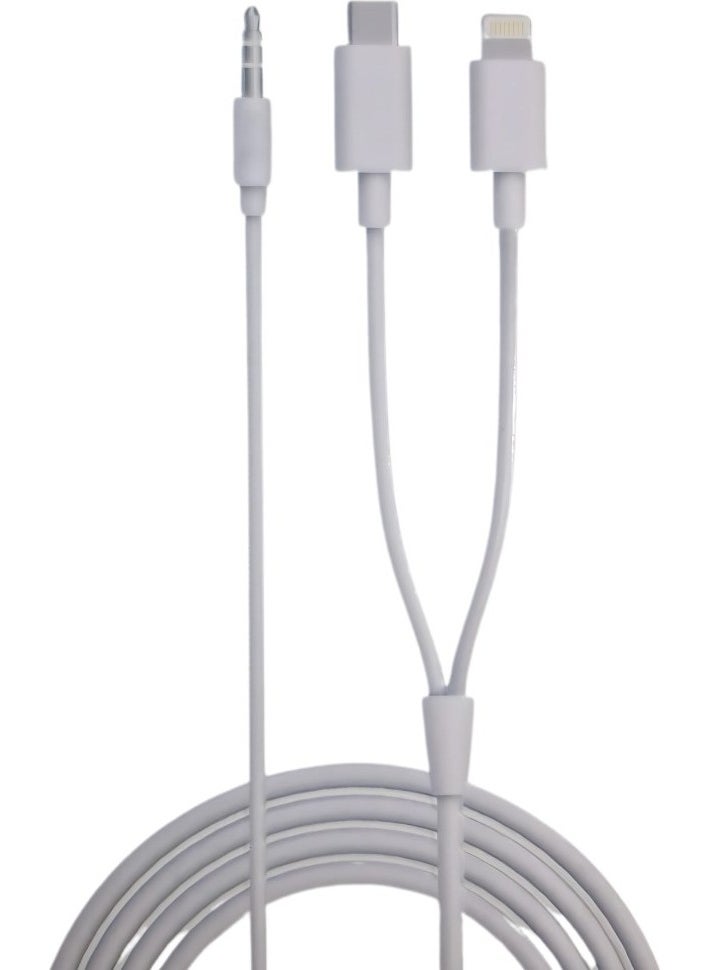 Hiqonic Aux To Lightning Type-C Cable iPhone-Android Compatible Aux Converter 