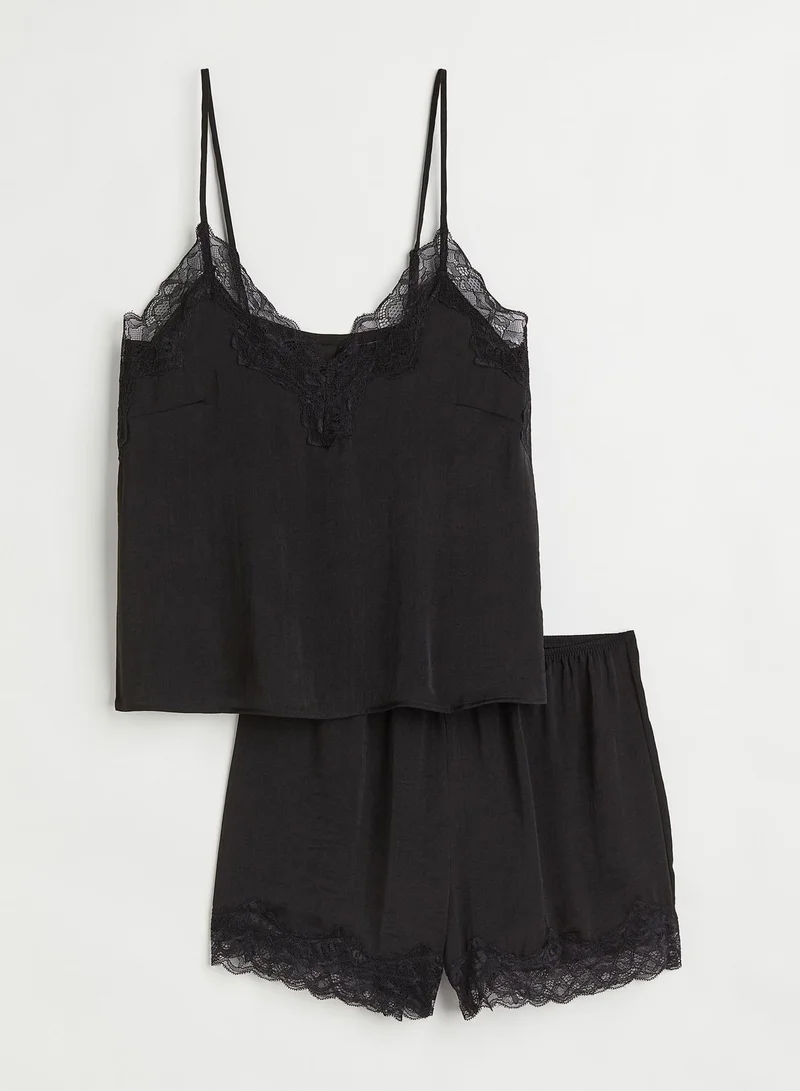 H&M Knitted Cami & Pyjama Shorts Set