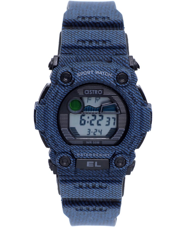 أسترو ساعة رجالية رقمية بحزام بلاستيكي أزرق داكن - Image 1