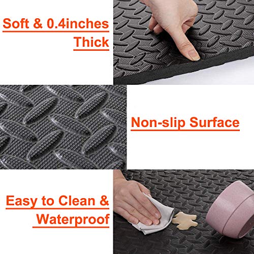 Walsai Exercise Mats Puzzle Foam Mats Gym Flooring Mat Cover 20 SQ.FT Interlocking Foam Mats with EVA Foam Floor Tiles for Home Gym Equipment Workouts Black - Image 4