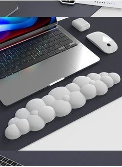 M MIAOYAN Cloud Wrist Pad Keyboard Mouse Wrist Pad Typing Wrist Pad PU Leather Memory Foam Wrist Pad (White)  - Image 2
