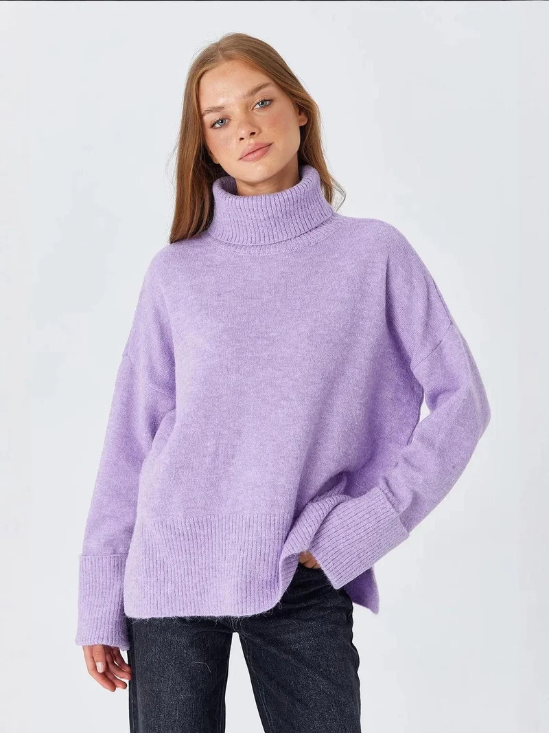 MixRay Mixray Thick Turtleneck Loose Fit Sweater