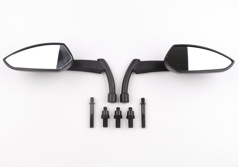 OKSTNO Black Universal Motorcycle Rear View Side Mirrors with Free Adapters - Image 3