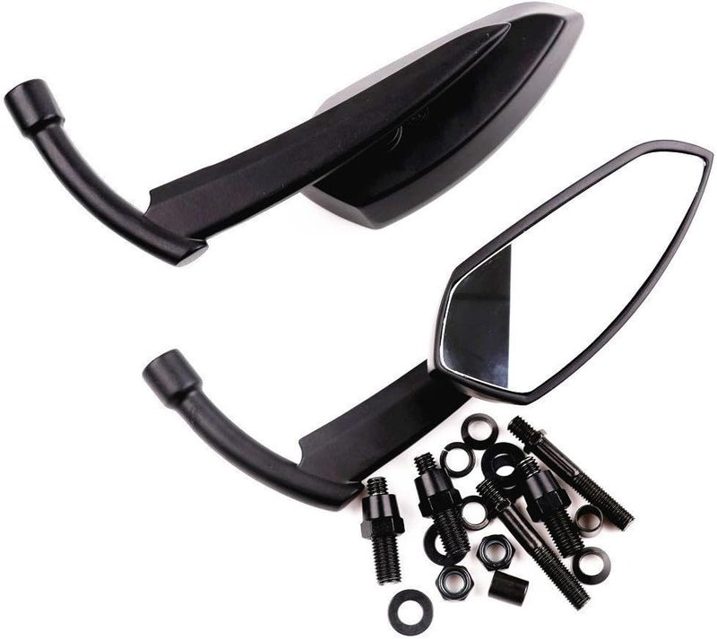 OKSTNO Black Universal Motorcycle Rear View Side Mirrors with Free Adapters - Image 2