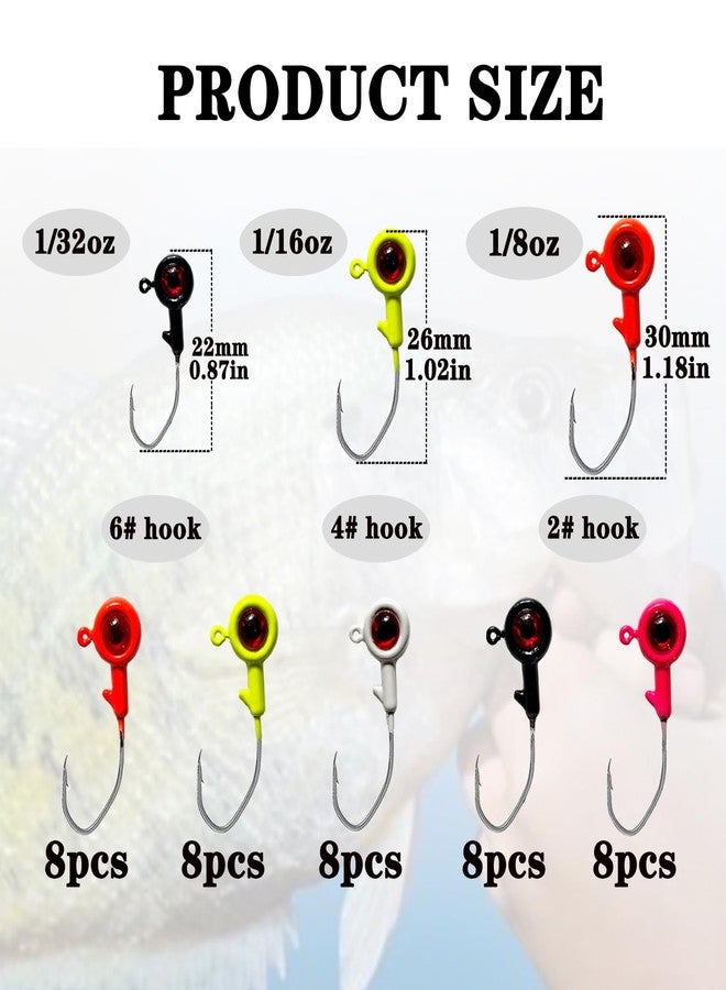 Bombite Crappie Jig Heads, 40pack Crappie Jigs Fishing Jig Heads Hook Lure Fishing Jigs Heads for Crappie Bass Fishing 1/32oz - Image 3