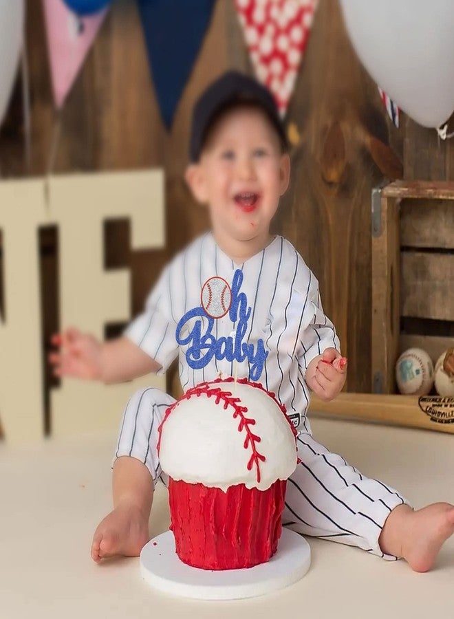 Ephlyn 1 Pack Baseball Oh Baby Cupcake Toppers Glitter Sport Baseball Theme Babyshower Oh Baby Cake Decoration for Baseball Theme Babyshower Birthday Party Cake Decorations Supplies - Image 5