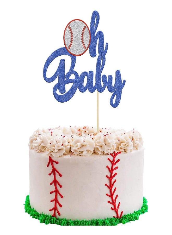 Ephlyn 1 Pack Baseball Oh Baby Cupcake Toppers Glitter Sport Baseball Theme Babyshower Oh Baby Cake Decoration for Baseball Theme Babyshower Birthday Party Cake Decorations Supplies - Image 1