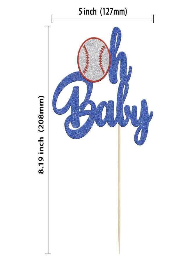 Ephlyn 1 Pack Baseball Oh Baby Cupcake Toppers Glitter Sport Baseball Theme Babyshower Oh Baby Cake Decoration for Baseball Theme Babyshower Birthday Party Cake Decorations Supplies - Image 2