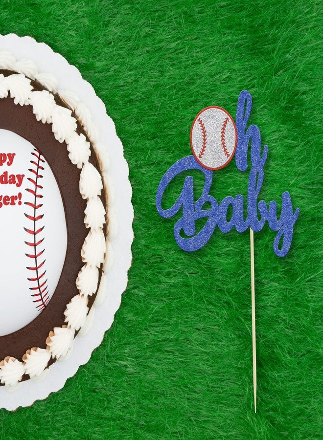 Ephlyn 1 Pack Baseball Oh Baby Cupcake Toppers Glitter Sport Baseball Theme Babyshower Oh Baby Cake Decoration for Baseball Theme Babyshower Birthday Party Cake Decorations Supplies - Image 3