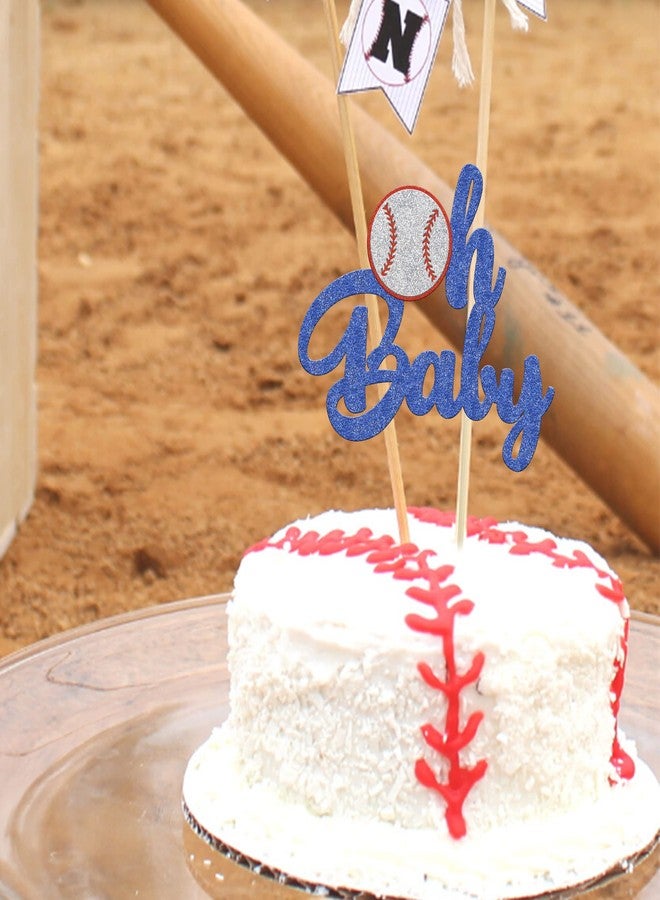 Ephlyn 1 Pack Baseball Oh Baby Cupcake Toppers Glitter Sport Baseball Theme Babyshower Oh Baby Cake Decoration for Baseball Theme Babyshower Birthday Party Cake Decorations Supplies - Image 4