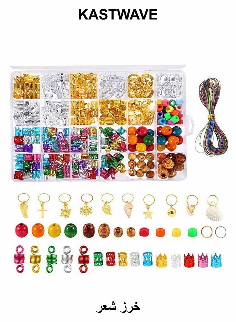 كاست ويف خرز مضفر، ربطة شعر من الخرز، ضفائر ألومنيوم، خواتم مضفرة، أساور وحلي، قلادات، مشابك شعر، خرز خشبي، خرز صغير، زينة شعر للأولاد - Image 1