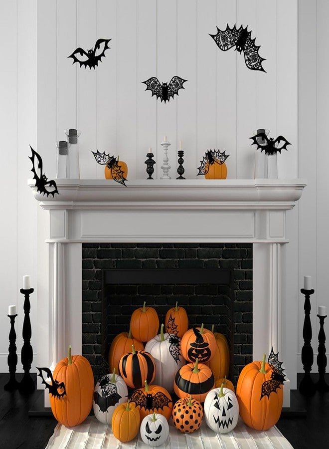 KTAABTR Halloween Decoration 48Pcs Reusable Black Bats Wall Stickers with Double Sided Foam Tape Large Hollow Bats Wall Decals for Wall Bedroom Fireplace Ceiling Halloween Party Indoor Outdoor Decor Supplies - Image 3
