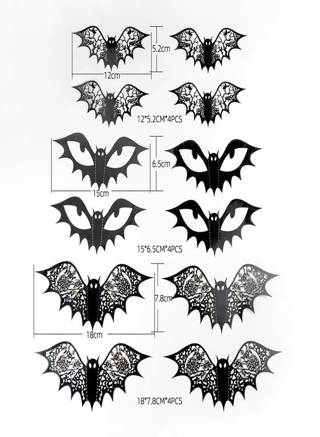 KTAABTR Halloween Decoration 48Pcs Reusable Black Bats Wall Stickers with Double Sided Foam Tape Large Hollow Bats Wall Decals for Wall Bedroom Fireplace Ceiling Halloween Party Indoor Outdoor Decor Supplies - Image 5