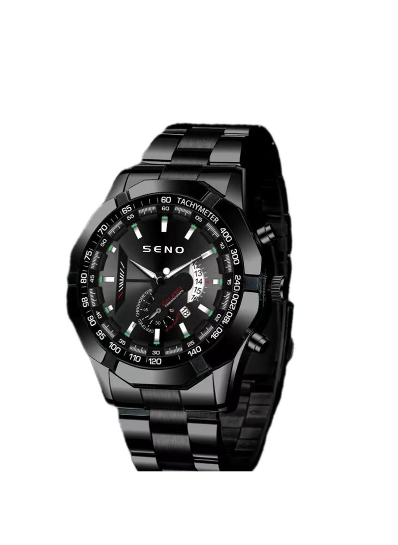 Generic Mens Quartz Watches High Charm Waterproof Luminous Business All black steel belt (luminous waterproof) 