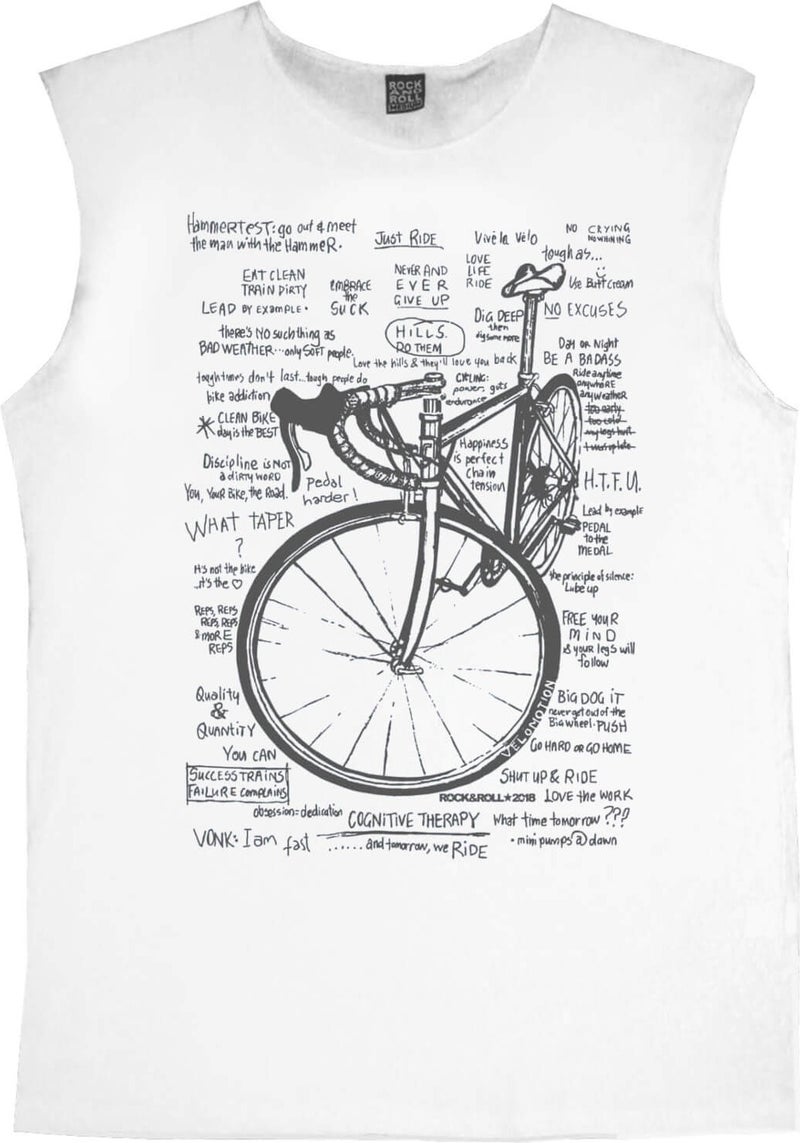 Racing Bike Writings White Cut Sleeve / Sleeveless Men's T-Shirt