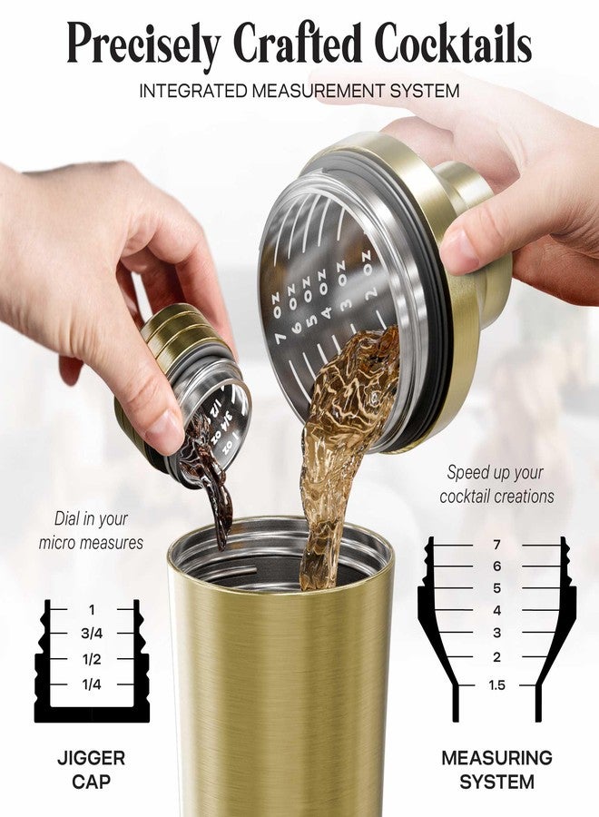 Bare Barrel Insulated Cocktail Shaker | Double Walled Stainless Steel | Martini Shaker for Home Bar Bartending | Built-in Drink Measurement System & Strainer, Travel Bag, 35 Recipes | Gift Set (Gold) - Image 5