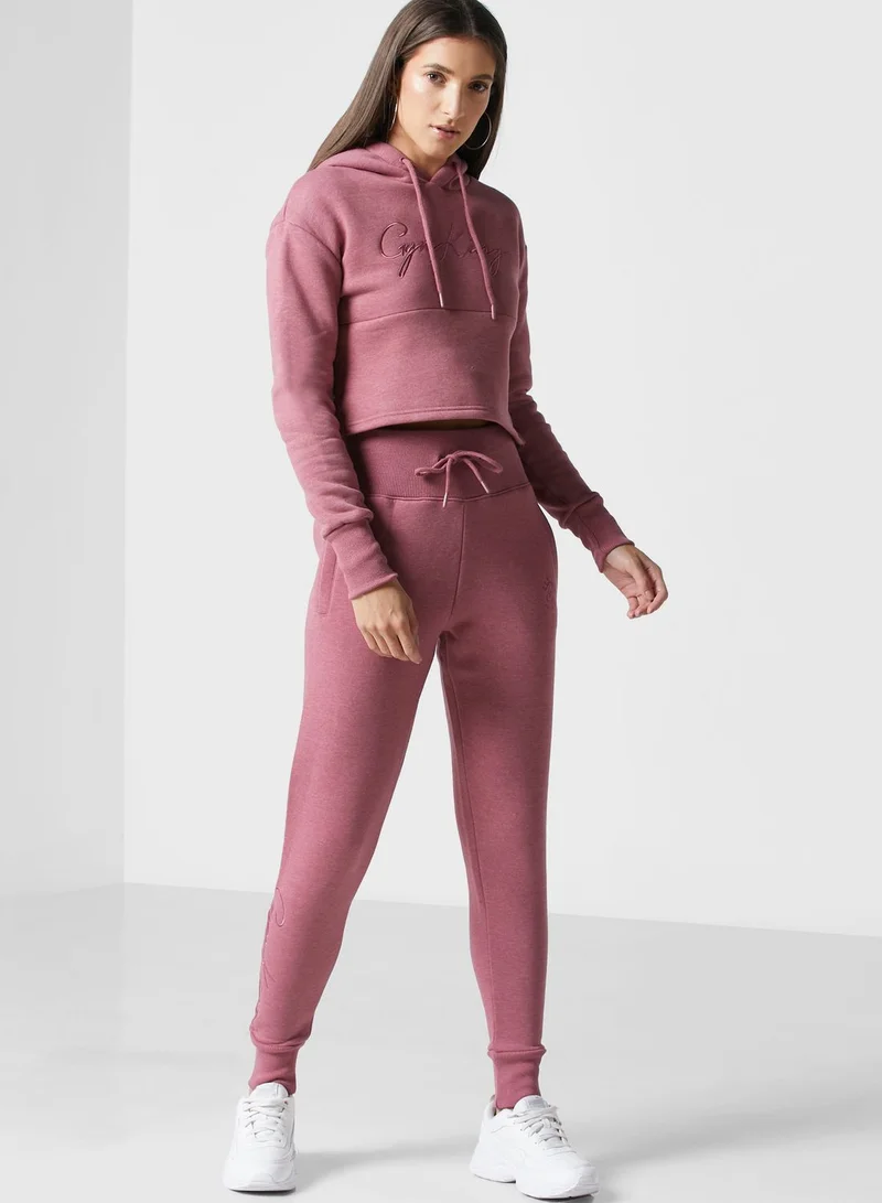 Gym King Sky Script Cropped Hoodie