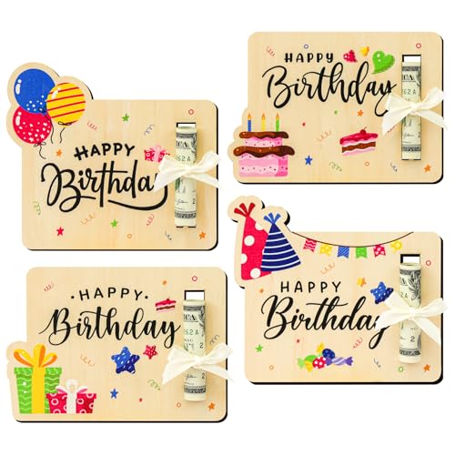 STOFINITY Birthday Money Holder for Cash Gift Ideas - Fun Money Gift Cash Holder, Wooden Money Birthday Card Holder, Unique Birthday Gifts - Image 1